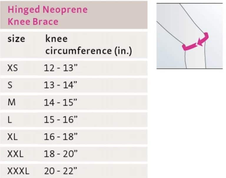 Medi Ortho Neoprene Hinged Knee Brace Chart
