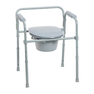 Folding Steel Commode with Safety Frame