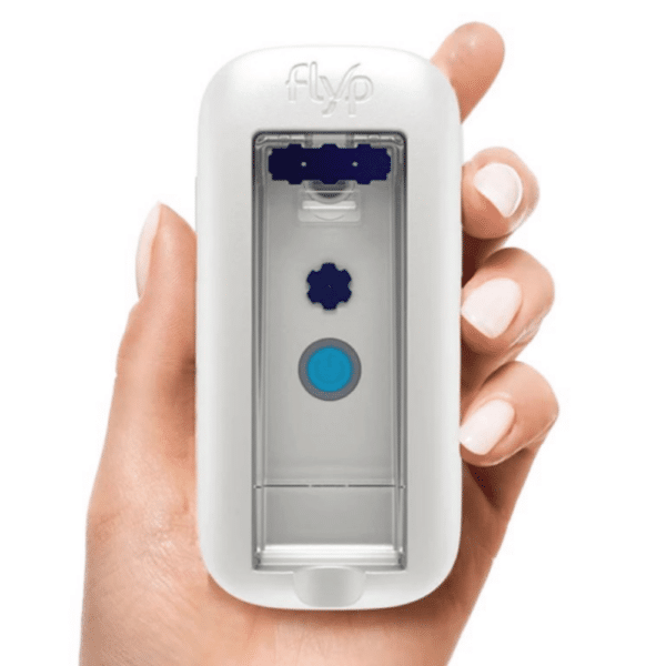 Woman's hand holding Flyp Portable Nebulizer