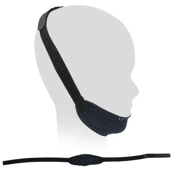 A CPAP Chinstrap on a model.