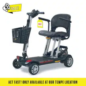 Golden Buzzaround CarryOn scooter in red, foldable and portable, Tempe location exclusive sale