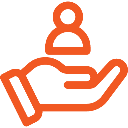 Icon of a hand with a person above it.