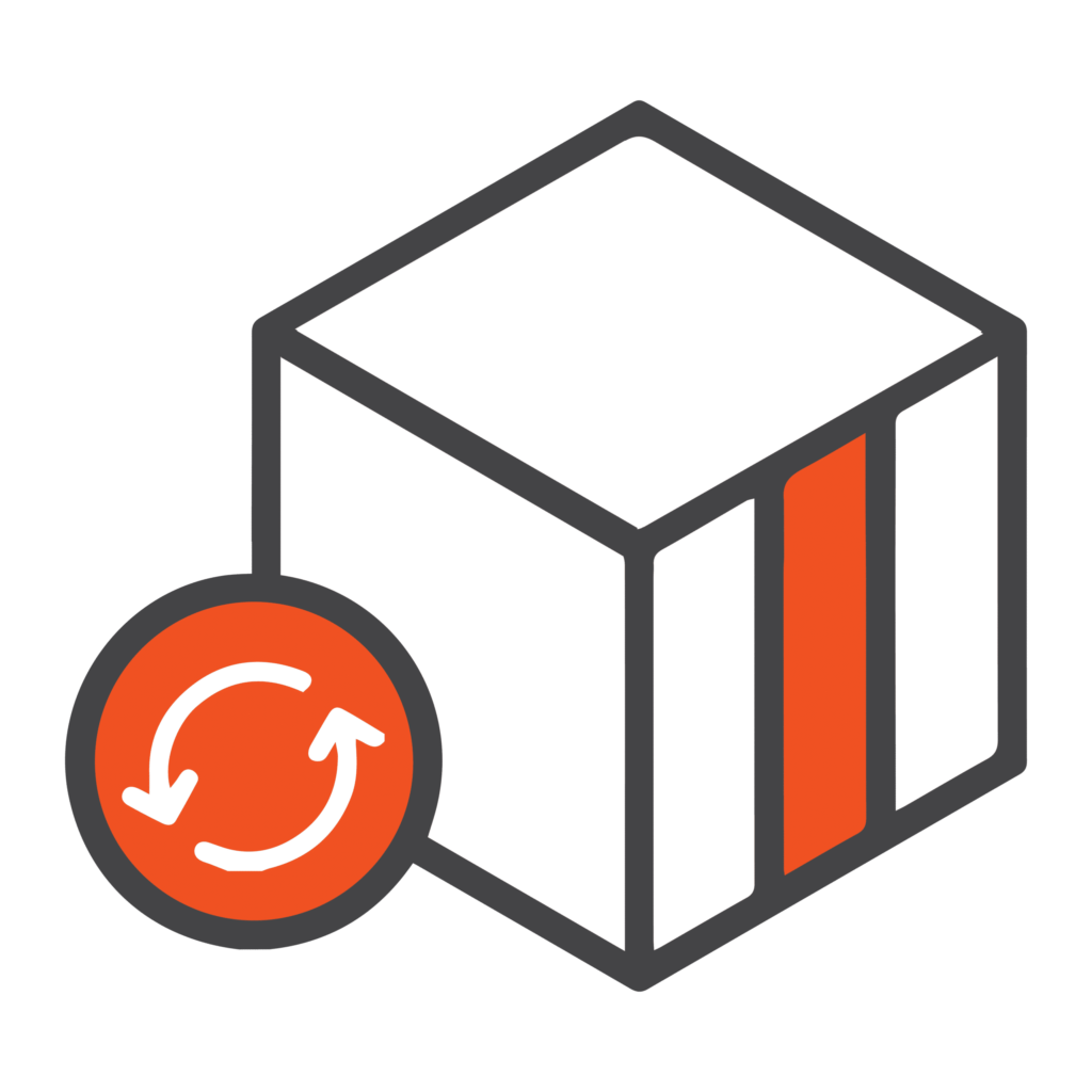 A shipping box with the Resupply Logo.