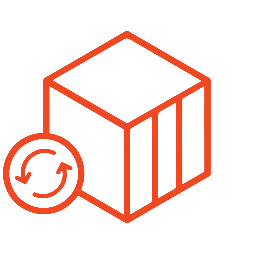 A shipping box with the Resupply Logo.