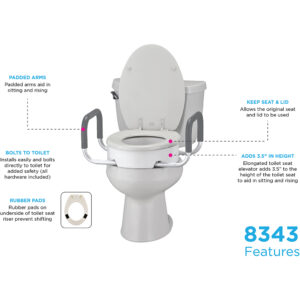 Toilet Seat Riser with Arms - Copper Star Home Medical Supplies