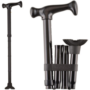 Folded Black Cane with Base- Copper Star Home Medical Supplies