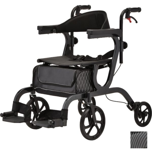 Nova Gemini 2 in 1 Rollator Transport Chair Black