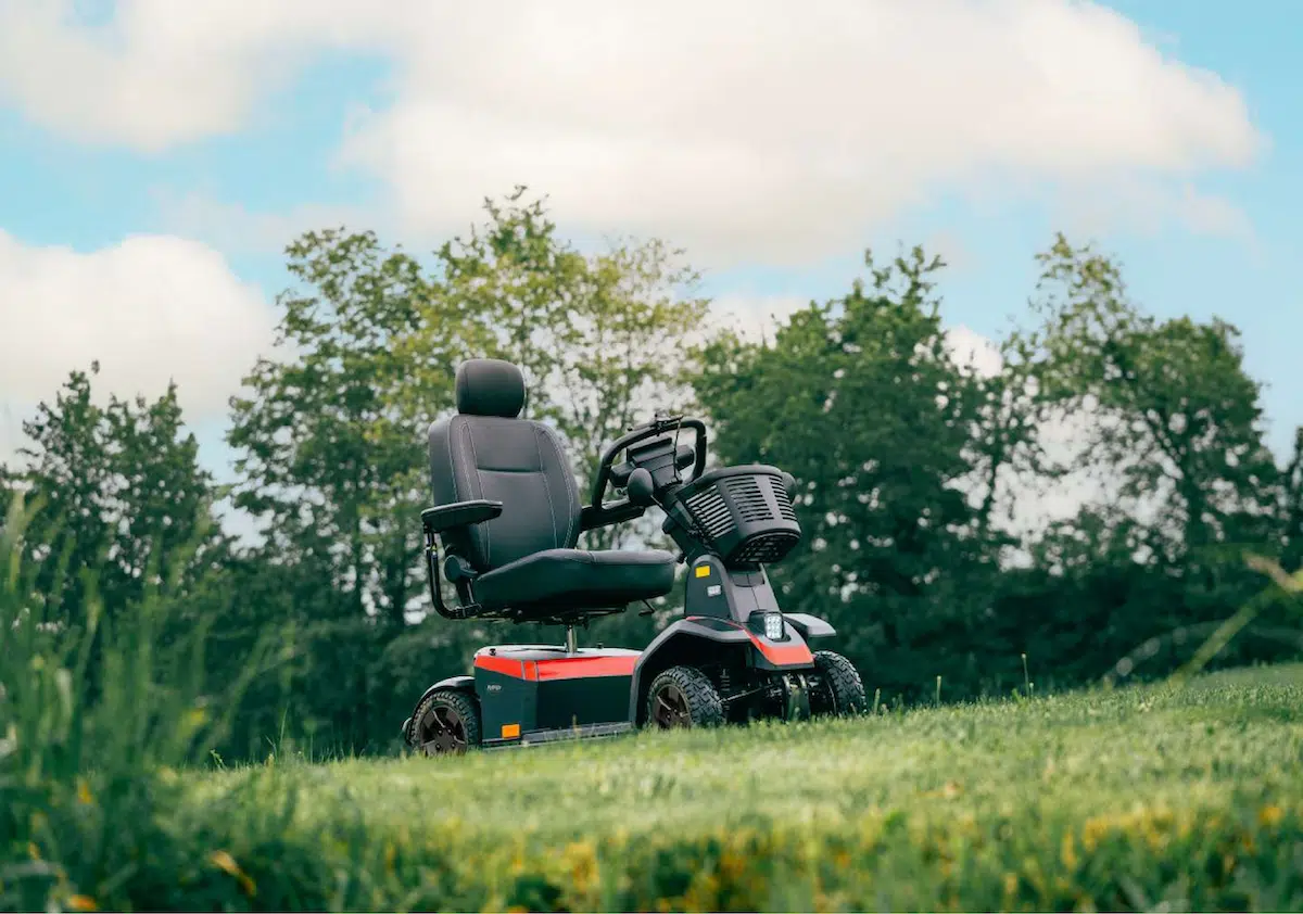 Mobility scooter outside on the grass - one example of the many mobility equipment options from Alpine Home Medical in UT & ID
