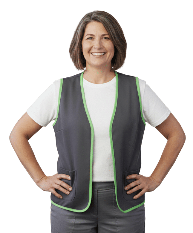 An Alpine Home Medical Employee smiling with their hands on their hips