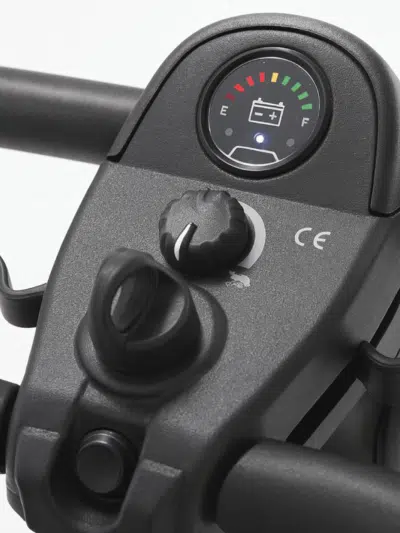 Close-up of a Power Scooter available for rent through Alpine Home Medical